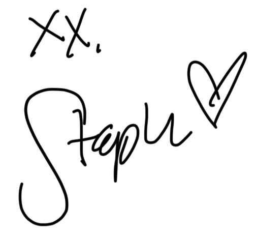 xx, Steph — handwritten signature with a heart